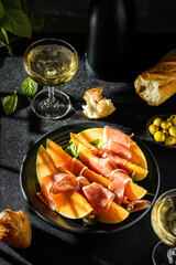 melon with parma and olives