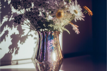 花瓶に入った花と美しい光, Generative AI
