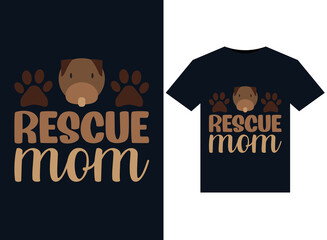 Rescue Mom illustrations for print-ready T-Shirts design.