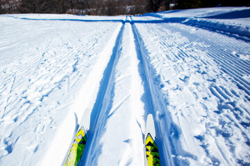 cross-country skiing on the ski slope winter sports