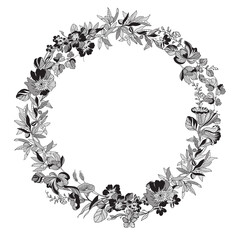 Floral frame. Lace vector illustration.