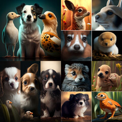 collage of animals