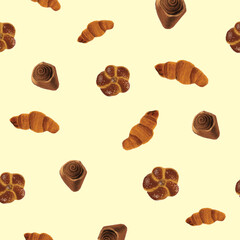classic bakery seamless pattern free vector