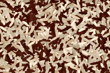 Uncooked basmati and wild rice seamless pattern. Vector background of raw ingredient of traditional indian, japanese, thai, or chinese food. Organic nutrition