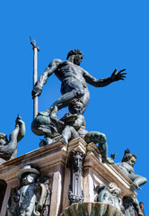 Fototapeta na wymiar The Neptune Fountain in Piazza del Nettuno. Bologna, Italy
