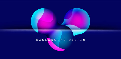 Bright abstract background glossy shiny circle and sphere composition. Minimalist geometric vector Illustration For Wallpaper, Banner, Background, Card