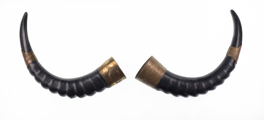 decorative viking horns isolated on white background