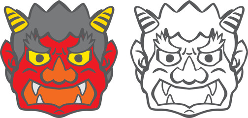 節分の鬼の塗り絵のセット