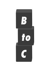 BtoCの文字が入った黒いブロック - シンプルな企業対消費者取引のイメージ素材