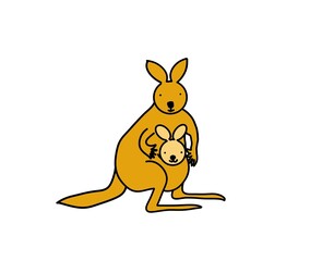 シンプルでかわいい　カンガルー親子