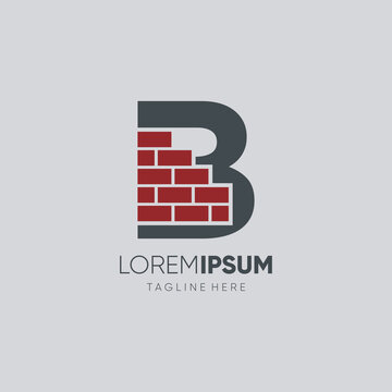 Letter B Brick Logo Design Vector Icon Graphic Emblem Illustration