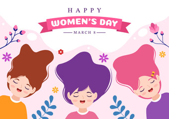 International Women's Day on March 8 Illustration to Celebrate the Achievements of Women in Flat Cartoon Hand Drawn Landing Page Templates