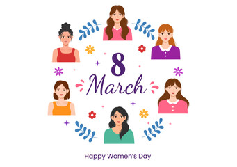 International Women's Day on March 8 Illustration to Celebrate the Achievements of Women in Flat Cartoon Hand Drawn Landing Page Templates