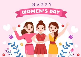 International Women's Day on March 8 Illustration to Celebrate the Achievements of Women in Flat Cartoon Hand Drawn Landing Page Templates