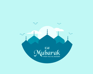 Eid Mubarak Flat Illustration Template