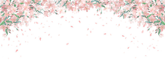 桜　春　水彩背景（ベクター）