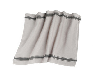 Grey cloth napkin with stripes isolated on white