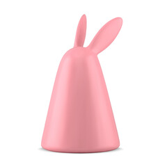 Pink Easter rabbit ears abstract cone shape geometric statuette holiday bauble design 3d icon vector