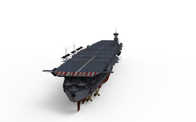 Aircraft carrier military on white background without aircraft 