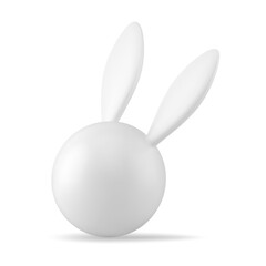 Easter bunny white ceramic bauble sphere with long ears seasonal spring holiday decor 3d vector