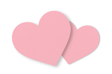 Pink paper cut in heart shape isolated on transparent background. valentine's day festival