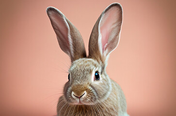 Wild bunny rabbit on pastel background, Happy easter holiday concept, Generative Ai