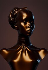 Luxury black female mannequin with golden elements. Fashionable illustration Generative art	
