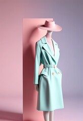 Creative fashionable illustration. Abstract female mannequin in pastel colors Generative art