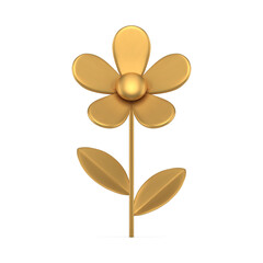 Golden chamomile Easter premium metallic bauble design 3d icon realistic vector illustration