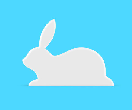 Easter bunny white porcelain slim bauble minimalist decor element 3d icon realistic vector