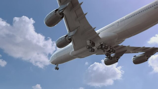 Airliner Flying and Landing Edmonton, Alberta, Canada.