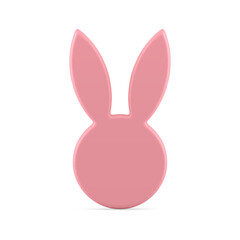 Easter bunny pink head abstract minimalist statuette slim decor element 3d icon realistic vector