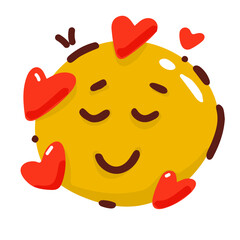 smiling emoji in love. in the hearts