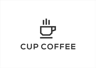 Coffee with cup, coffee shop logo design vector