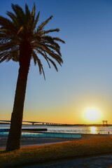 弁天島にある赤鳥居に沈む美しい夕陽