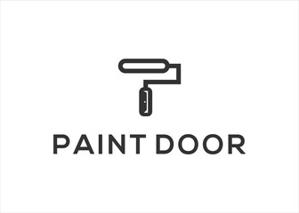 paint brush and door home logo design vector template