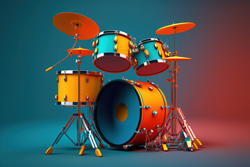 Fototapeta na wymiar Drum set. Drum kit. Bright drums.