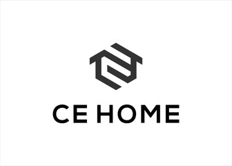 CE letter Home logo vector. letter CE and Home logo vector.