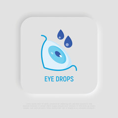 Obraz premium Eye drops for conjunctivitis, fatigue, moisturizing. Medical treatment. Flat icon. Vector illustration.