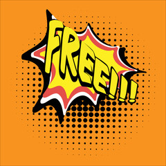 free comic book speech bubble, loud explosion sound effect. Superhero. Halftone