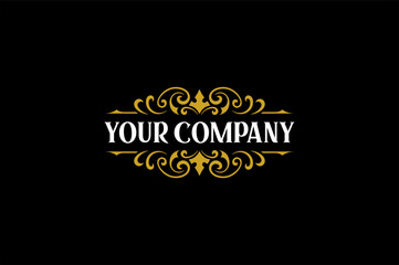 Elegance Black And Gold Victorian Logo Vector