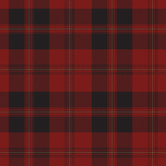 Red, black and brown tartan plaid. Scottish pattern fabric swatch close-up. 