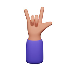 rock on hand gesture 3d illustration
