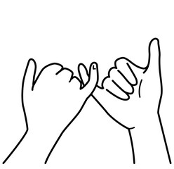 手　ゆびきりげんまん　白黒