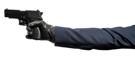 Hand Holding Gun isolated on white background, Hand Holding Gun on white Background PNG File.