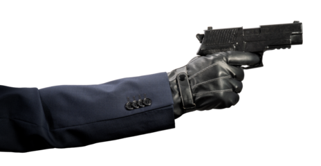 Hand Holding Gun isolated on white background, Hand Holding Gun on white Background PNG File.