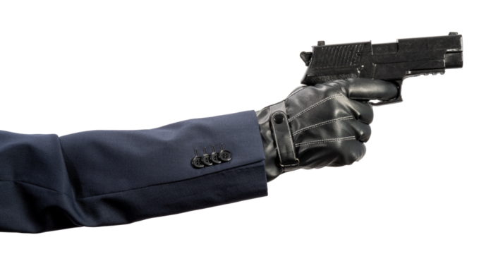 Hand Holding Gun isolated on white background, Hand Holding Gun on white Background PNG File.