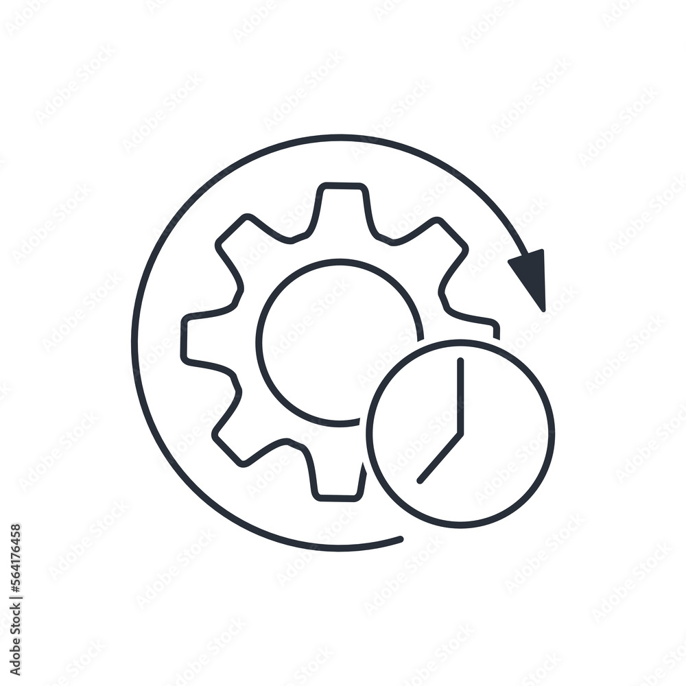 Poster process and movement time. strategic initiative. vector linear icon isolated on white background