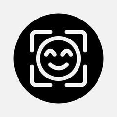 Face detection icon in solid style about camera, use for website mobile app presentation