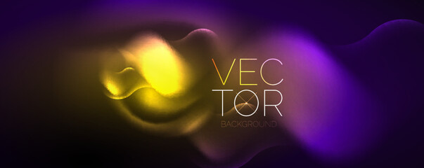 Neon glowing waves, magic energy space light concept, abstract background wallpaper design